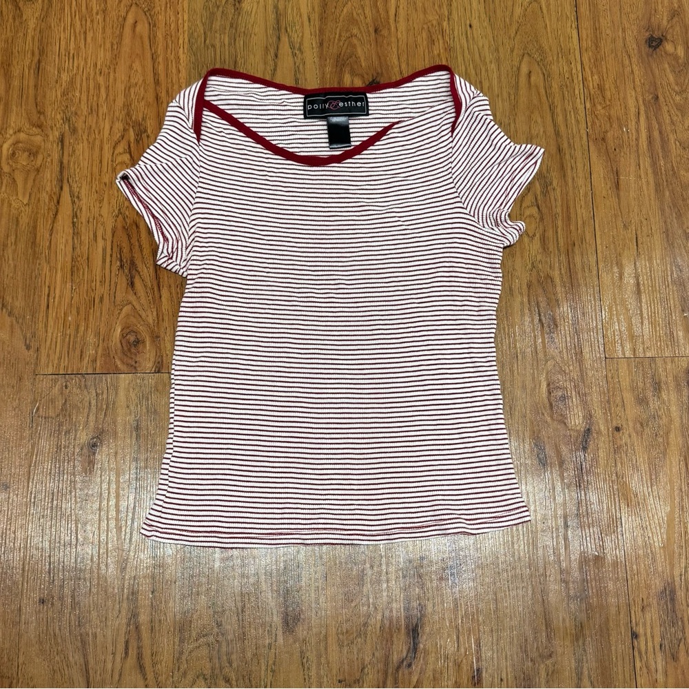 Polly & Esther Red and White Striped Top